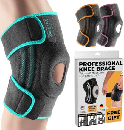 DR. BRACE ELITE Knee Brace with Side Stabilizers & Patella Gel Pads - color: Earth, size: Medium