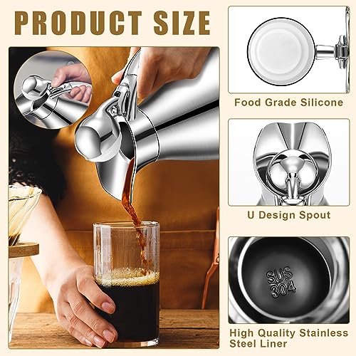 Uiifan 2 Pcs 68oz Thermal Coffee Carafe for Keeping Hot/Cold - color: Silver