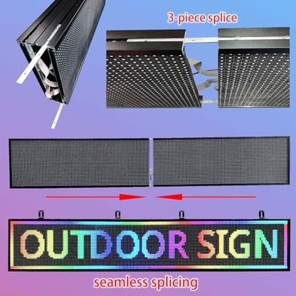 P10 Programmable Led Sign Display Digital Open Sign Custom Banner Outdoor Signs For Businesses Advertising Message Board Word Light Wifi Control High Brightness Neon 115"X14" - size: P10 115"x14"x2" Indoor/Outdoor