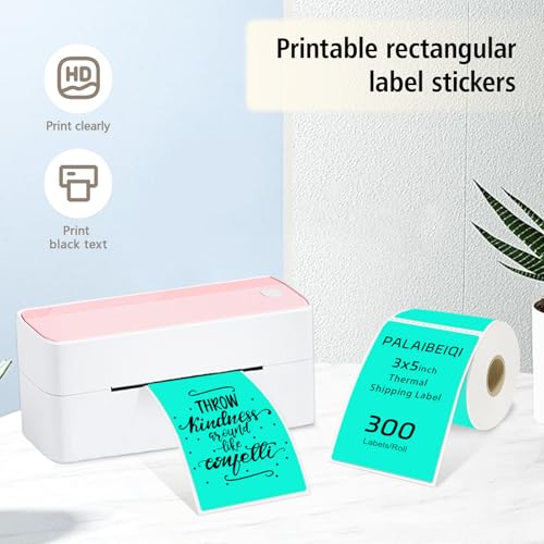 3x5 Inch Thermal Labels,Rectangle Sticker,300PCS Water Proof Shipping Labels with Strong Adhesive,Compatible with Zebra & Rollo,for Moving Boxes,Inventory,Watercolor Green - color: Watercolor Green