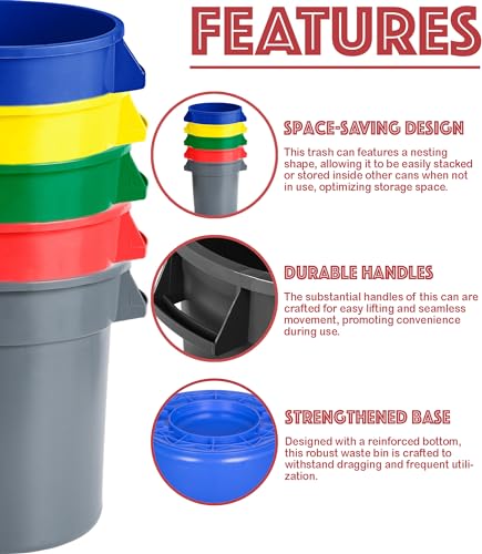 32 Gallon Round Trash bin Garbage can Outdoor Yard Trash can Trash Barrels Garbage Drum Heavy Duty Trash can Industrial Trash can Kitchen Trash bin (2, Black) - color: Black