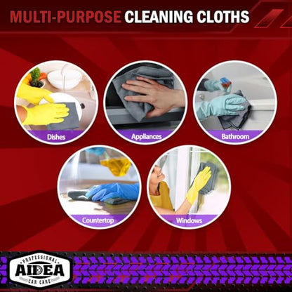 AIDEA Microfiber Cleaning Cloth Grey 50PK, Microfiber Towels, 12×12" - color: Grey, size: 50PK