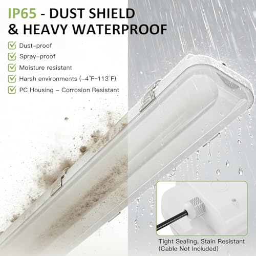 4FT LED Wide Vapor Tight Light, 60W/50W/40W 3CCT IP65 Shop Light 4-Pack - size: 4Pack