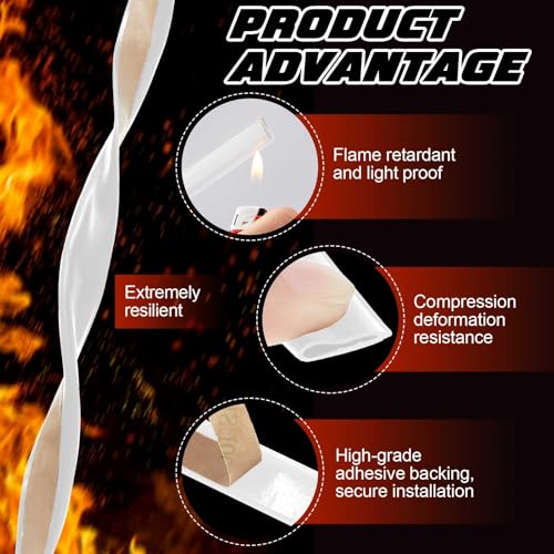 4 Pcs Adhesive Fire/Smoke Door Gasket Seal, 0.5" W X 0.25" H X 20' L, White - color: White, size: 0.5" W X 0.25" H X 20' L