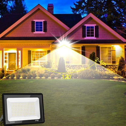 200W LED Flood Lights 2 Pack, 3000K Warm White Security Lights, Outdoor IP66 Waterproof, Backyard Garden Garage - size: 200w_2pack