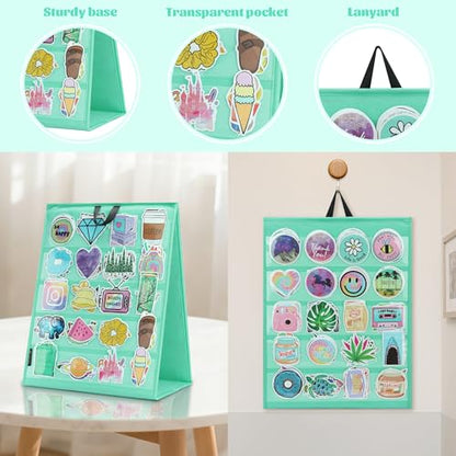 PACMAXI Double-Sided Portable Sticker Display Stand Organizer - color: Green