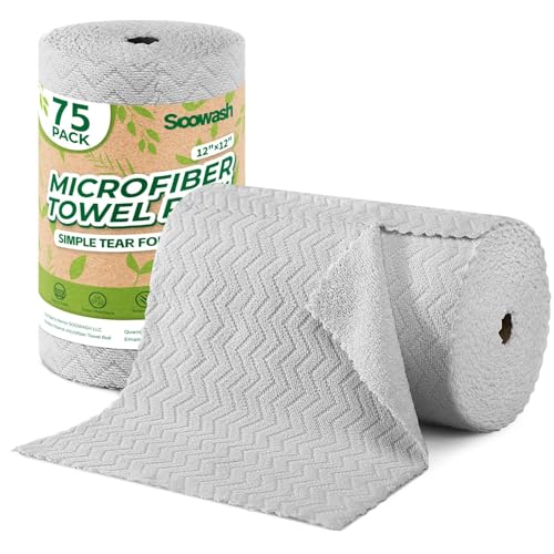 Microfiber Cleaning Cloths Roll 75 Pack 12x12 Inch Lint Free - color: Grey Ripple