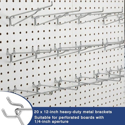 Shimeyao 20 Pcs 12 Inch Pegboard Shelf Brackets, Sliver - color: Silver, size: 12 Inch