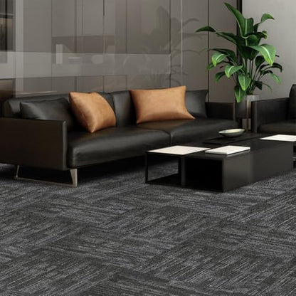 ALTRUISTIC Heavy Duty Commercial Carpet Tiles, 24" x 24"/18 Pieces/72 sq ft - color: Gray