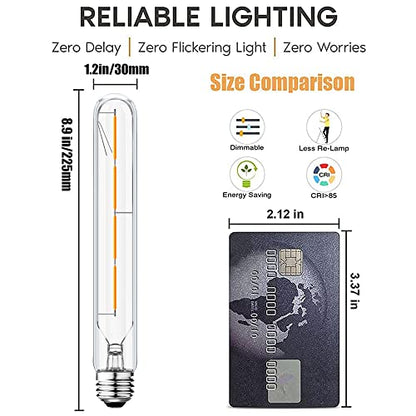 E26 LED Tubular Bulbs 4W T10 Dimmable LED Ligth Bulb Soft White 3000K - color: 8.9 Inch-3000k Soft White-4w(clear Glass)