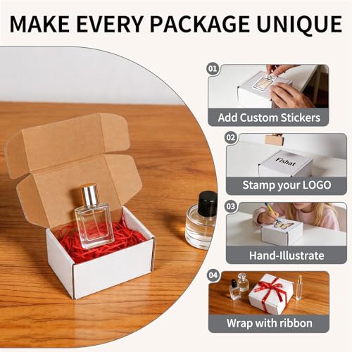 Fishat 6" x 4" x 3" White Corrugated Cardboard Shipping Boxes Set of 25 - size: 6" x 4" x 3"