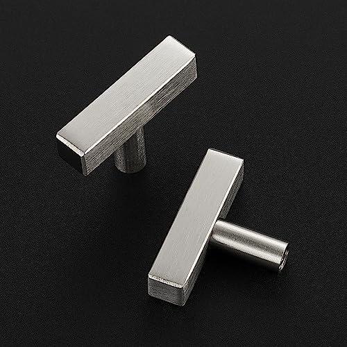 5 Pack Brushed Nickel Cabinet Knobs, 2in Length T-Square Bar Drawer Pulls - color: Brushed Nickel, size: 5 Pack, style: Sqaure Bar