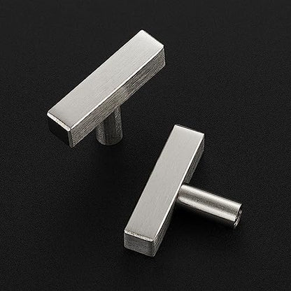 5 Pack Brushed Nickel Cabinet Knobs, 2in Length T-Square Bar Drawer Pulls - color: Brushed Nickel, size: 5 Pack, style: Sqaure Bar