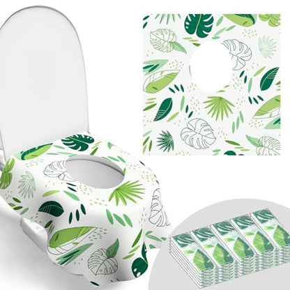 30 Pack Toilet Seat Covers Disposable, Kids, and Adults, Individually Wrapped for Travel, Large Waterproof Potty Covers for Toddlers, Toddler Potty Training for Public Restroom, Airplane, Trip - Leaf - color: Leaf