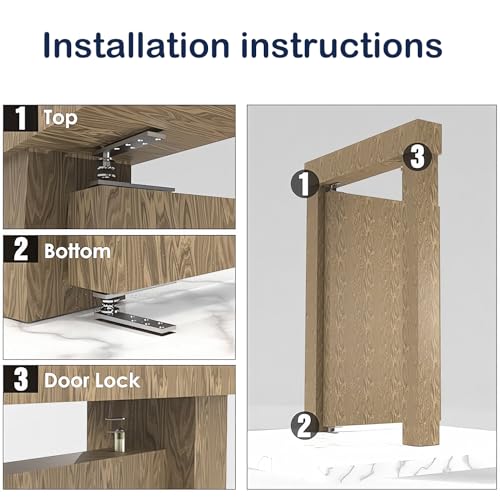 Hidden Door Pivot Hinges - 360 Degree Rotation - Holds up to 100kg/220lbs - Premium Stainless Steel - Includes Door Ball Catch Hardware - Ideal for Secret Door Bookcase (Heavy Duty)