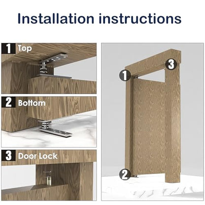 Hidden Door Pivot Hinges - 360 Degree Rotation - Holds up to 100kg/220lbs - Premium Stainless Steel - Includes Door Ball Catch Hardware - Ideal for Secret Door Bookcase (Heavy Duty)