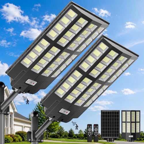 OKPRO Solar Street Light Outdoor, IP66 Waterproof Solar Lights Outdoor - size: 10000-2P
