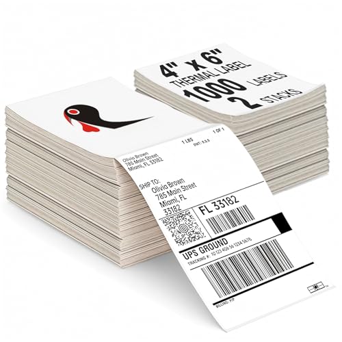 HUOJI 1000 4x6 Thermal Labels 500/Stack, Commercial Grade - size: 2 Stacks | 1000 Labels