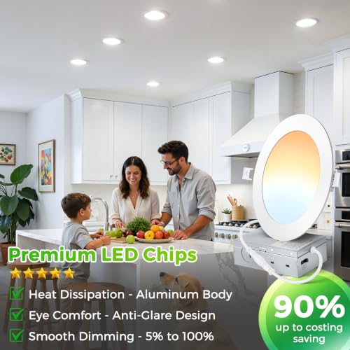 MAXvolador 6 Pack 6 Inch LED Recessed Ceiling Light 5CCT with Junction Box