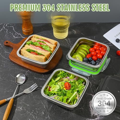 2 Pack Sandwich Containers, 24oz Stainless Steel Sandwich Box with Airtight Lids, BPA-Free, Dishwasher Safe, Durable & Reusable Metal Meal Prep Lunch Boxes for Fruits, Snacks, Bento (Black) - color: Black – 2-Pack