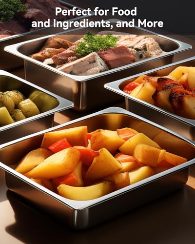 ZeroPone Hotel Pans with Lids, 4 Pack Full Size, 2.5" Deep - color: 2.5" Deep 4 Pack, size: 1/1 Size
