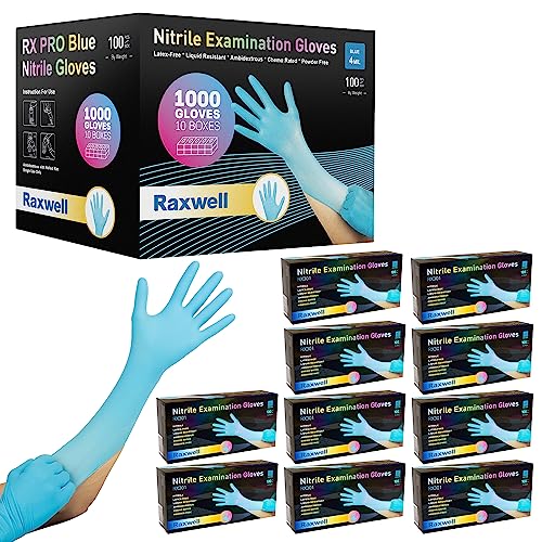 Raxwell Disposable Nitrile Exam Gloves, Latex Free, Large, Blue, 1000 Pack - size: Large, style: 1000 Count