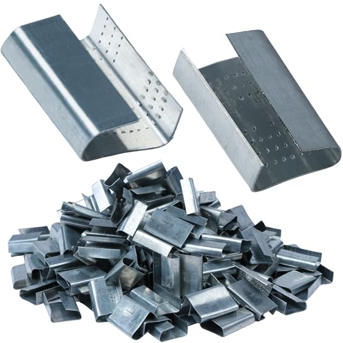 U.S. Solid 200-Pack Open Serrated Strapping Seals for 5/8 in PET Polyester Strapping, Metal Banding Clips for Pallet and Cargo Packaging