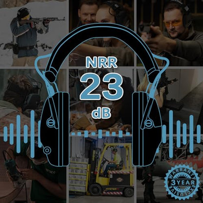 PROHEAR 2 Pack Electronic Ear Protection for Shooting with 4X Sound Amplification, Gun Range Hearing Protection Muffs, NRR 23dB Noise Reduction Headphones for Hunting, Black and Black - style: Electronic-black*2