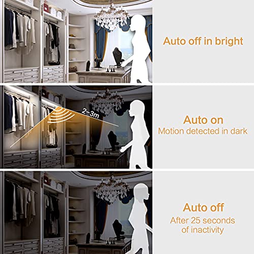 WOBANE LED Closet Light Motion Activated, White Battery Powered LED Strip - color: White, size: 6.56ft White