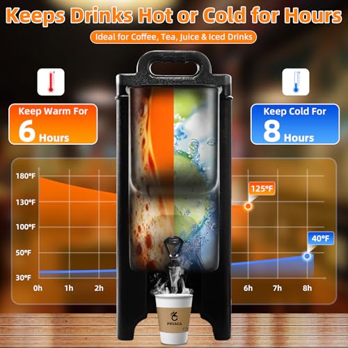 Original 5 Gallon Insulated Beverage Dispenser with 50 Pack 12oz Paper Cups, Easy Free Warmer Series Food-Grade LLDPE Hot and Cold Drink Dispenser Perfect for Parties, Catering and Events