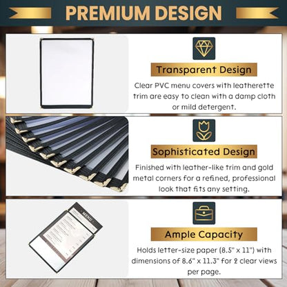 Menu Covers 8.5 x 11, 30 Pack Clear PVC Restaurant Sleeves - size: 8.5" x 11", 1 Page 2 View