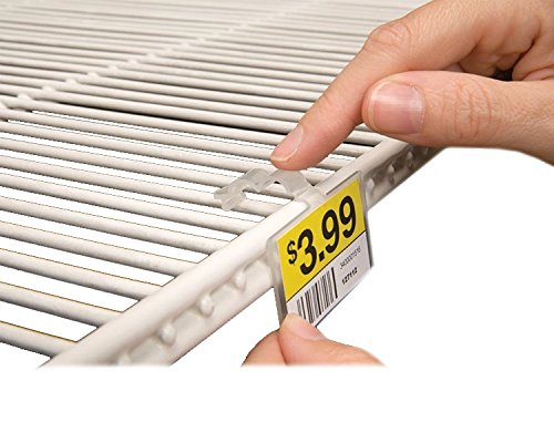 2.25" L x 1.25" H Plastic Cooler/Refrigerator UPC Label Holder Clip Organizer for Double Wire Fridge Shelf - 50 Pack
