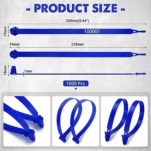 Roowest 1000 Pcs Plastic Truck Trailer Seals Numbered Security Tags,Blue - color: Blue