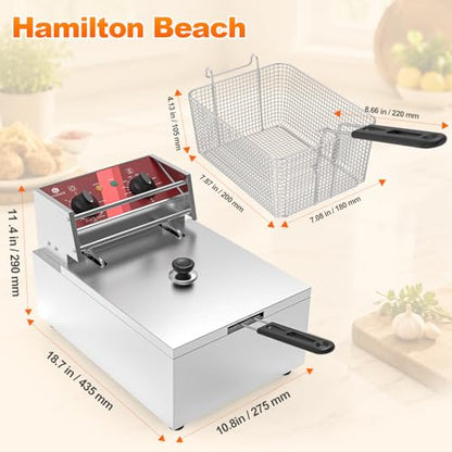 Commercial Electric Fryer with Timer 10L /10.5QT UL-Certified 1500W