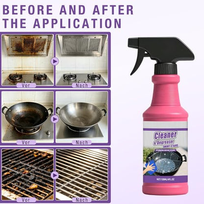 2PCS Fast Acting Heavy Duty Grill Degreaser Spray,Multifunctional Kitchen Appliance Cleaner, BBQ Grill Cleaner Sprayfor Kitchen, Home,Grill,Drip Pans,240ML