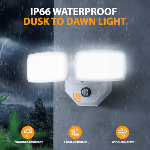 Onforu 3200lm Dusk to Dawn Outdoor Lighting, IP66 Waterproof, Auto on Off - color: White