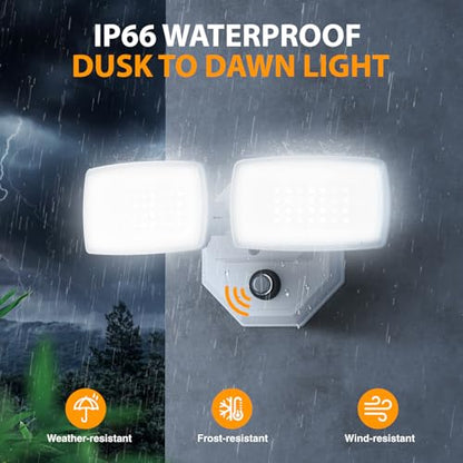 Onforu 3200lm Dusk to Dawn Outdoor Lighting, IP66 Waterproof, Auto on Off - color: White