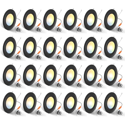 Amico 24 Pack 5/6 inch LED Recessed Lighting, Retrofit Can Lights, Black - color: Black, size: 6 Inch