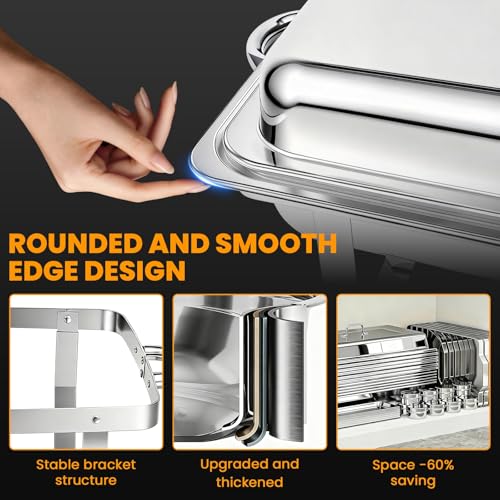 ALSO GO 4 Pack 11QT Rectangular Chafing Dishes for Buffet with Lids - color: 4 Pack Full Size
