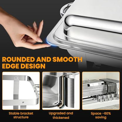 ALSO GO 4 Pack 11QT Rectangular Chafing Dishes for Buffet with Lids - color: 4 Pack Full Size