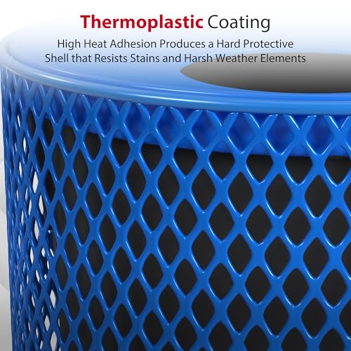 Leisure Craft 32 Gallon Commercial Outdoor Trash Can, Metal, Made in USA - color: Blue