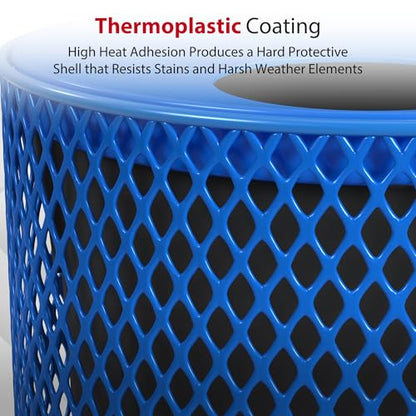 Leisure Craft 32 Gallon Commercial Outdoor Trash Can, Metal, Made in USA - color: Blue