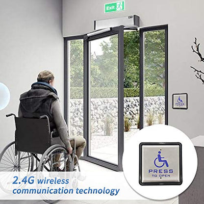 Olideauto Black Color Low Energy Handicap Auto Door Openers,Smart WiFi Door Opener+Wireless Stainless Steel Handicap Push Buttons with 2PCS Push Panels