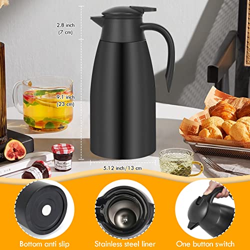 70oz Thermal Coffee Carafe Insulated Coffee Thermos, Stainless Steel Insulated Vacuum Coffee Carafes For Keeping Hot, Double Walled Insulated Vacuum Flask, Tea Water Coffee Dispenser Airpot - color: Black