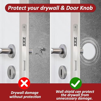 Wideskall® White Round Door Knob Wall Shield Self Adhesive Protector (3" inch Standard Size, 2.0, Count) - size: 3" inch Standard Size