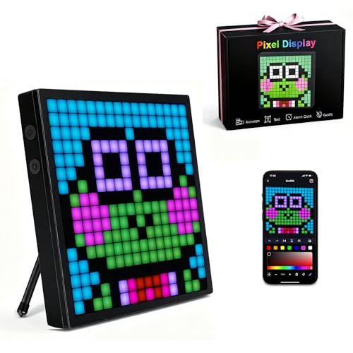 16x16 Programmable LED Pixel Screen, Digital Alarm Clock Matrix Panel, Pixel Light Art Display with APP Control, DIY Graffiti Animation Message Board Gift for Gamers Men&Women, Him/Her, Boys & Girls - size: 16*16