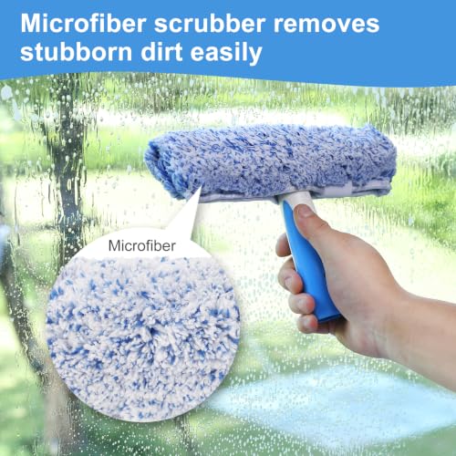 Mitclear Window Cleaning Kit 10IN Squeegee & Scrubber for Shower Glass Car - size: 10 IN