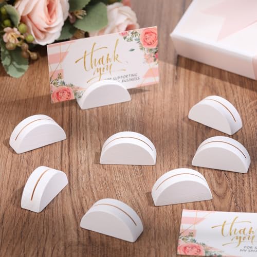 Colingmill 48 Pcs Small White Table Wood Number Stands Card Holders
