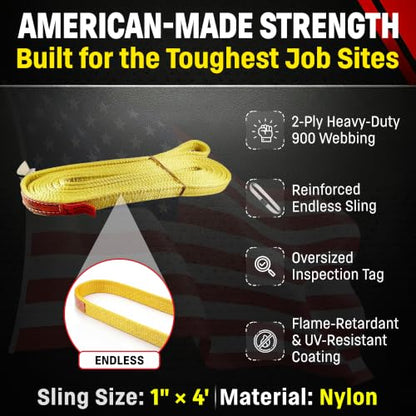 DD Sling 1" x 4' Nylon Endless Lifting Sling – USA Made - size: 1"x4'