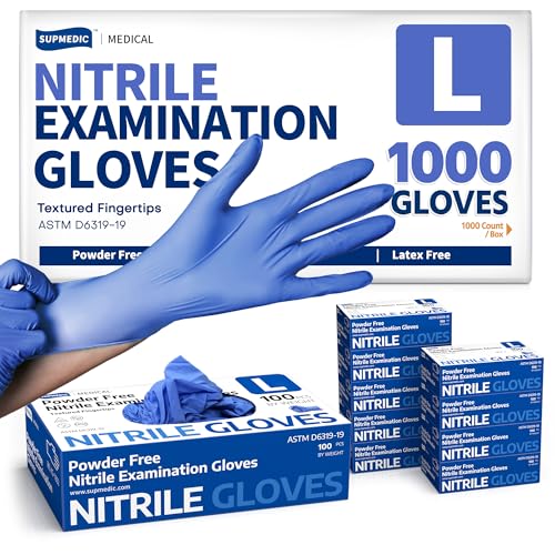 Supmedic Soft Max™ Nitrile Exam Gloves, Powder-Free Disposable Blue Iris - color: 1000 Large (Blue Iris)